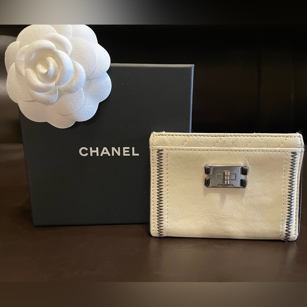 Authentic RARE Chanel White Card Case